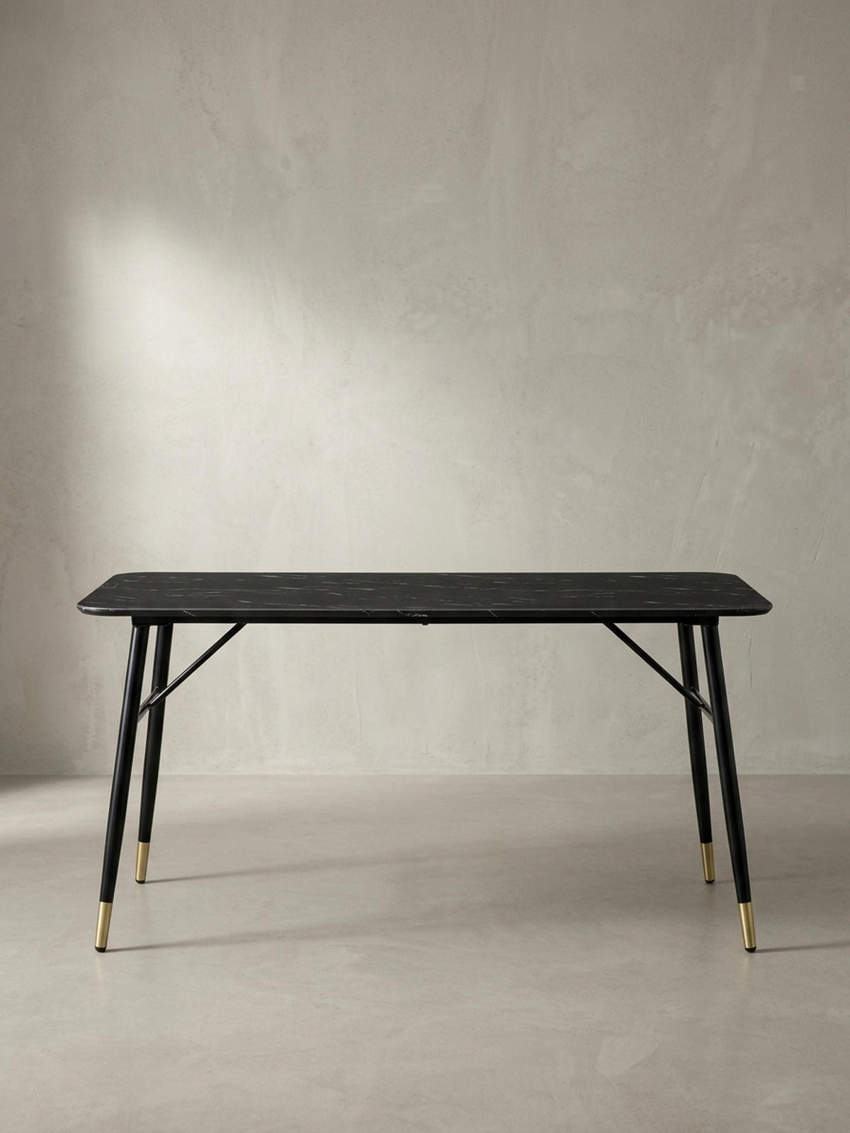 ESSTISCH Marmoroptik Metall Rechteckig Modern Klein, Schwarz 180x90x76 cm - Goldfarben/Schwarz, Holzwerkstoff/Metall (90/180/76cm) - KADIMA DESIGN