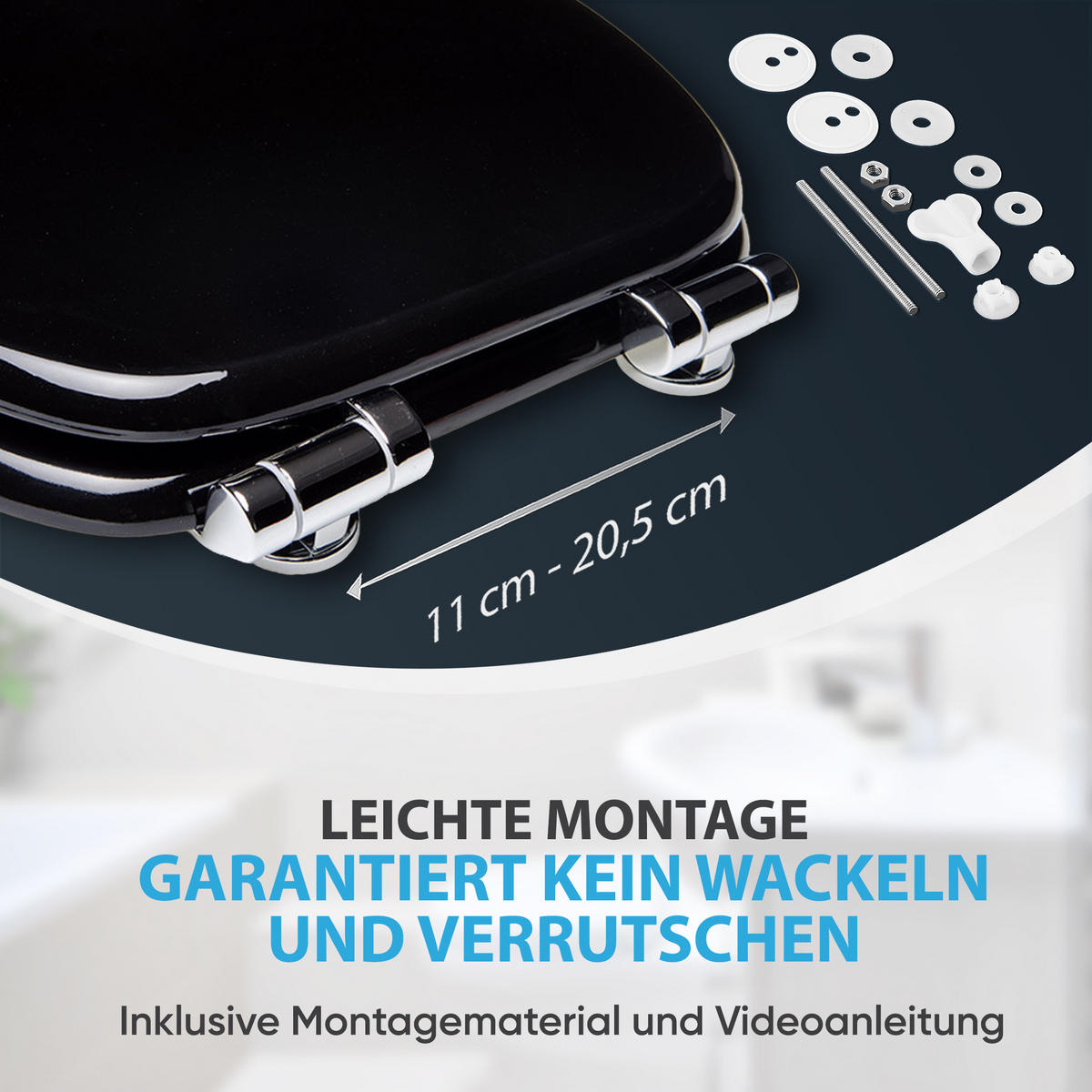 WC-SITZ mit Absenkautomatik Schwarz - Schwarz, Holzwerkstoff (38/6/47cm) - Sanilo