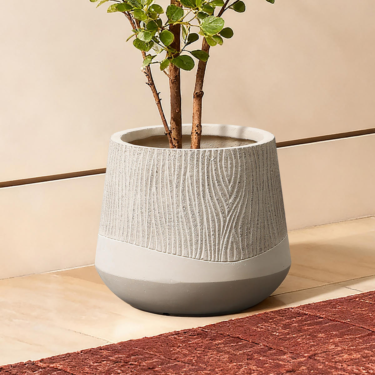KERAMIK-BLUMENTOPF cremefarben, Ø 31 × H 27 cm - Weiß, Naturmaterialien (27cm)