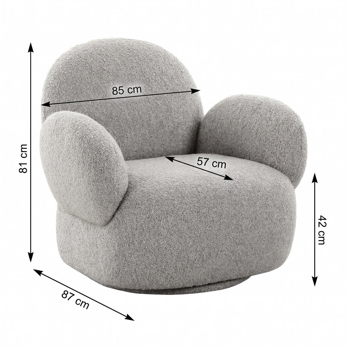 FÅTÖLJ Messina 85 x 87 x 81 cm – ljusgrå - Ljusgrå, Träbaserade material/Textil (85/81/87cm) - ebuy24