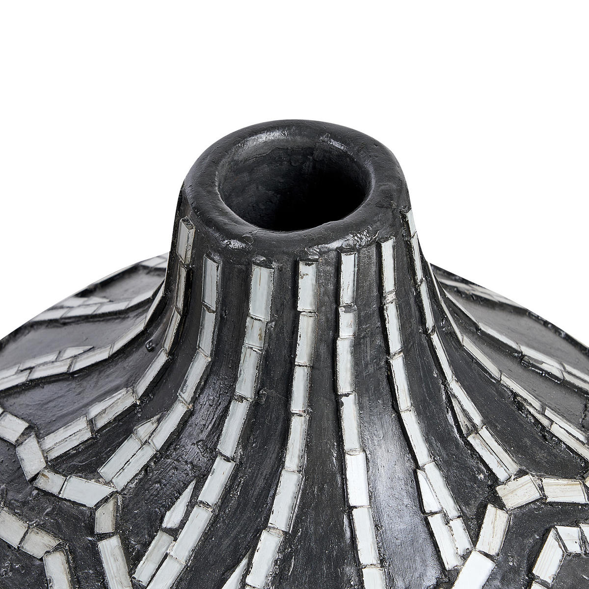DEKOVASE Terrakotta Schwarz Kualu - Schwarz, Stein (35cm) - Beliani