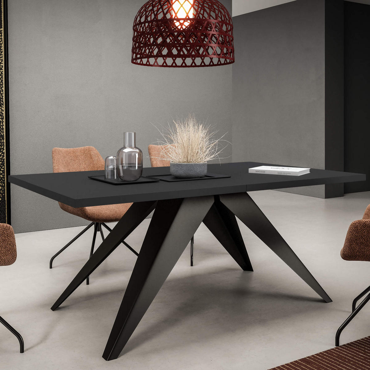 ESSTISCHE SENTO - Schwarz, Holzwerkstoff (90/160/76cm) - Meblini