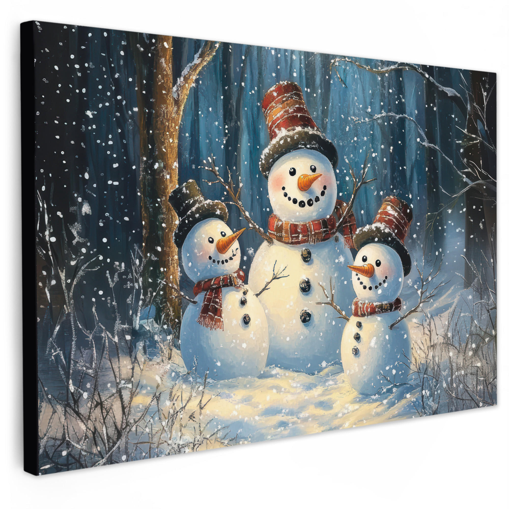 MuchoWow OBRAZ NA PLÁTNĚ Sněhulák - Sníh - Zima - Les 30x20 cm