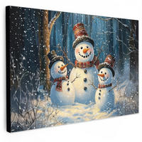 SLIKA NA PLATNU Snežak 150x100 cm - svetlo modra, tekstil (150/100cm) - MuchoWow