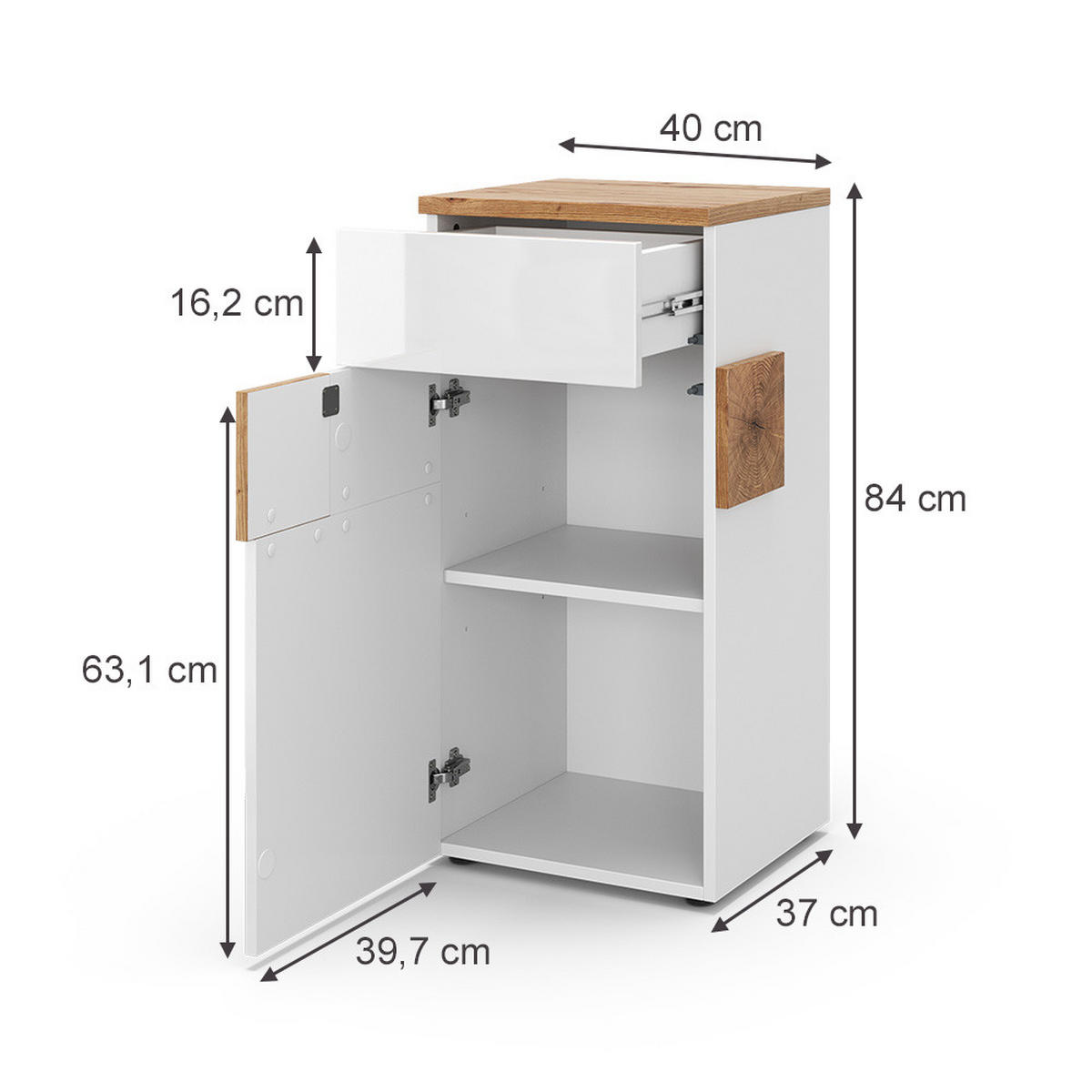 Weiß Hochglanz, Holzwerkstoff (40/84/37cm) - Vicco