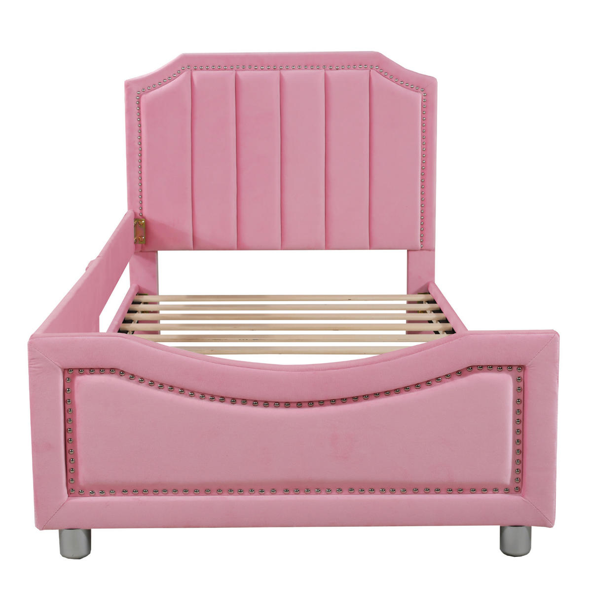 POLSTERBETT 90/200 cm aus Flanell als Schlafsofa mit Rückenlehne und Lattenrost, Rosa - Pink, Holz (90/200cm) - Redom