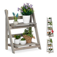BLUMENTREPPE - Grau, Holz (41/51.5/24cm) - Relaxdays