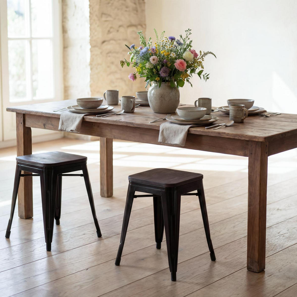 HOCKER HOLZ-SITZFLÄCHE Schwarz - Schwarz, Holz (39/45/39cm) - MCW