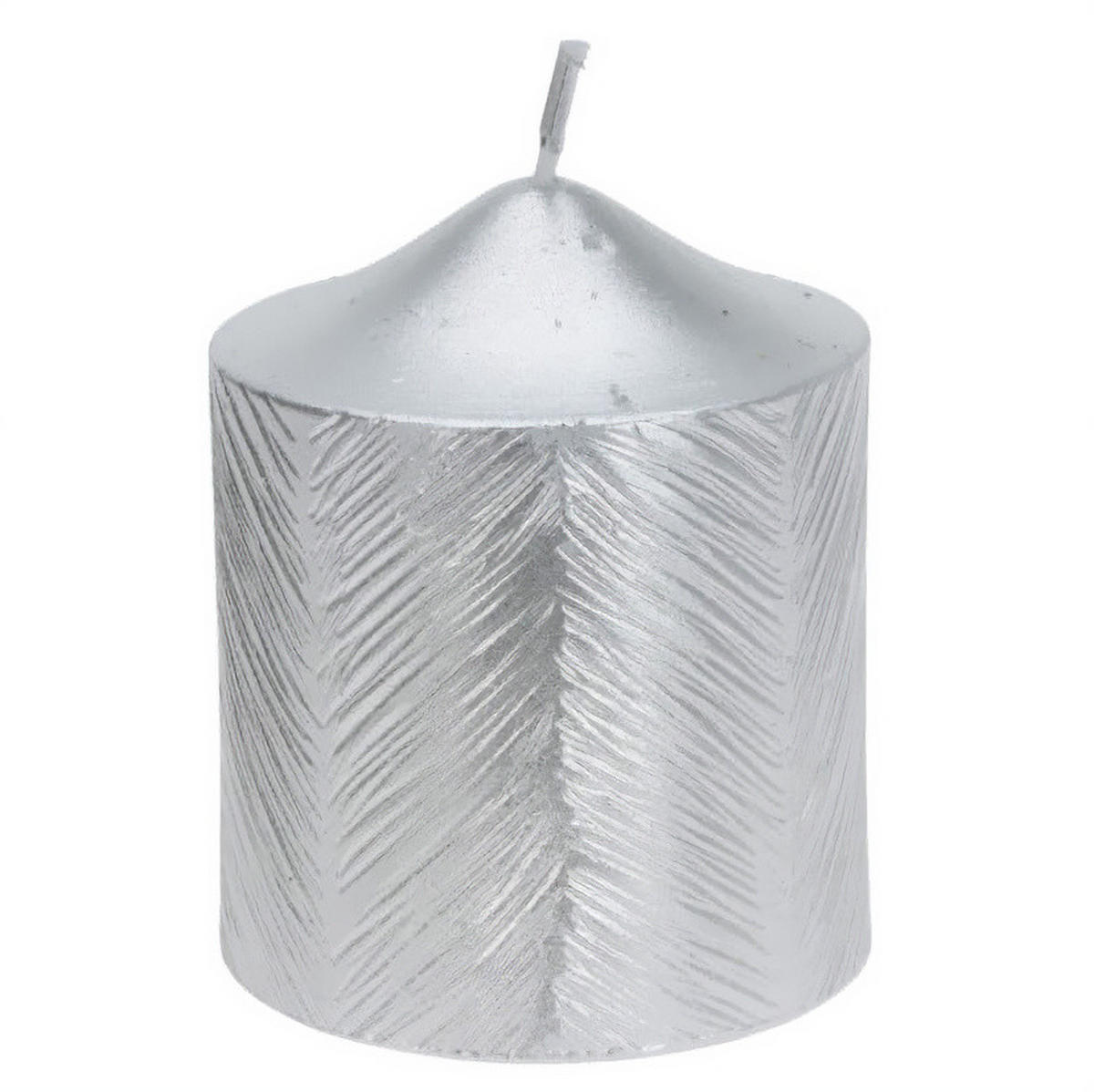 DEKORATIVE KERZE Metallmuster 5/6 cm - Silberfarben, Paraffin (5/6/5cm) - Home Styling Collection