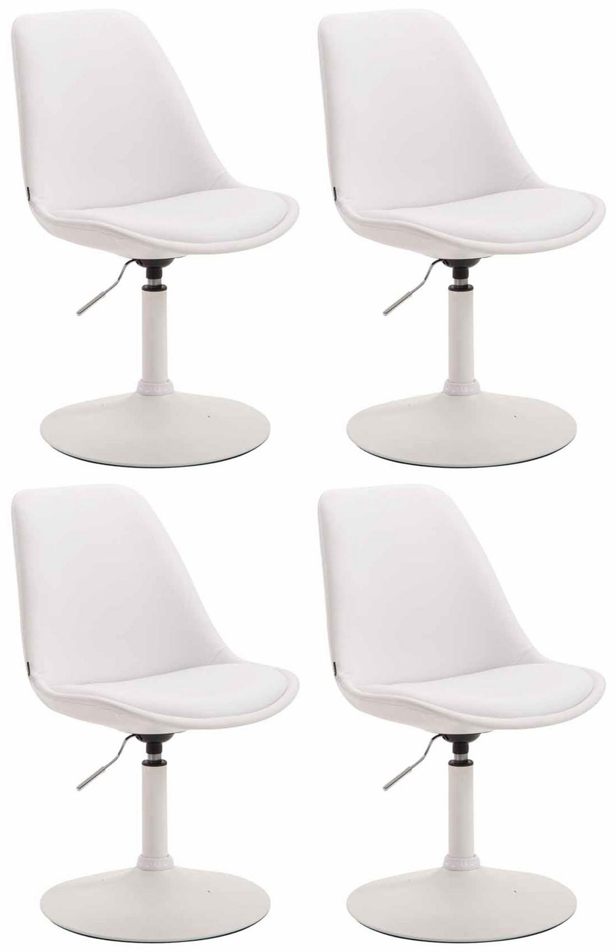 DREHSTUHL 4er Set Lederlook weiß - Weiß, Textil/Metall (48/76/57cm) - CLP