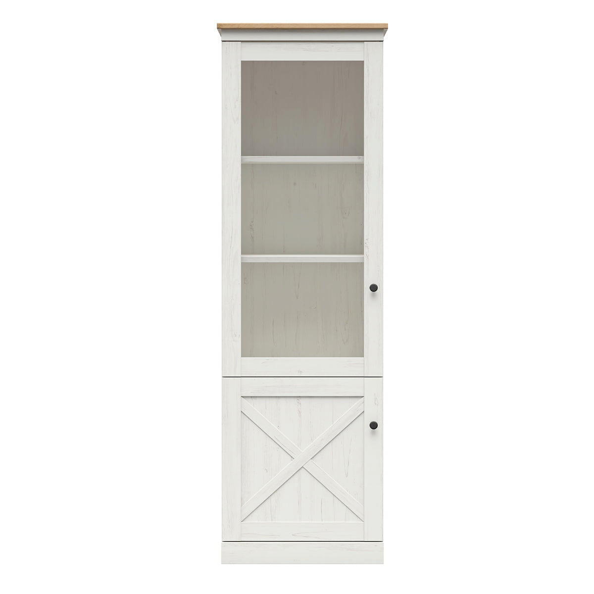 VITRINE Victoria Weiß und Holz - Weiß, Holzwerkstoff (63/201/43cm) - Petits-meubles