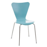 BESUCHERSTUHL Calisso mit Holzsitz und Metallgestell, Farbe: Hellblau - Blau/Chromfarben, Holz/Metall (42/85/47cm) - TPFLiving