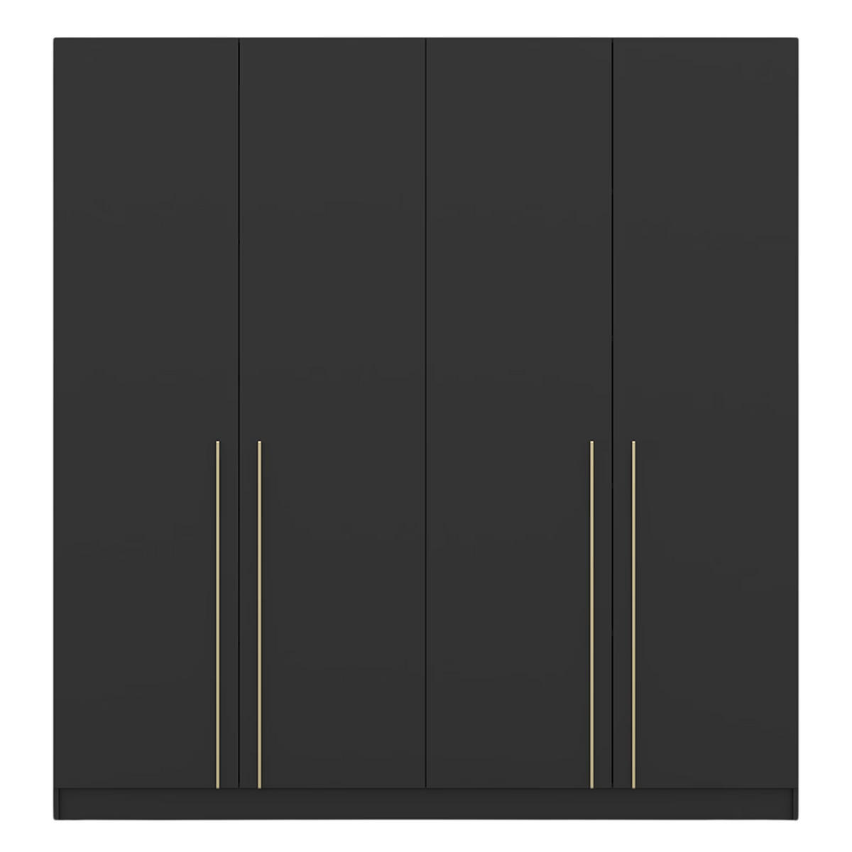 DREHTÜRENSCHRANK ROSA 4D 200/210/57 cm 4-türig Schwarz - Goldfarben/Schwarz, Holzwerkstoff/Metall (200/210/57cm) - imoebel24