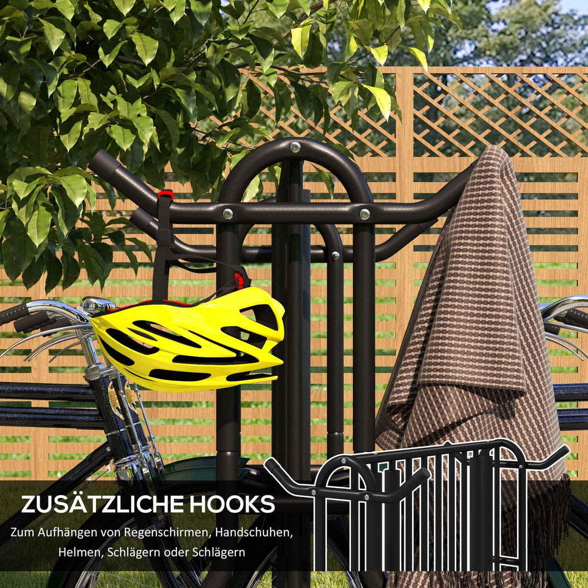 FAHRRADSTÄNDER, Radständer Aufstellständer bis 4 Fahrräder beidseitig - Schwarz, Metall (80/80/90cm)