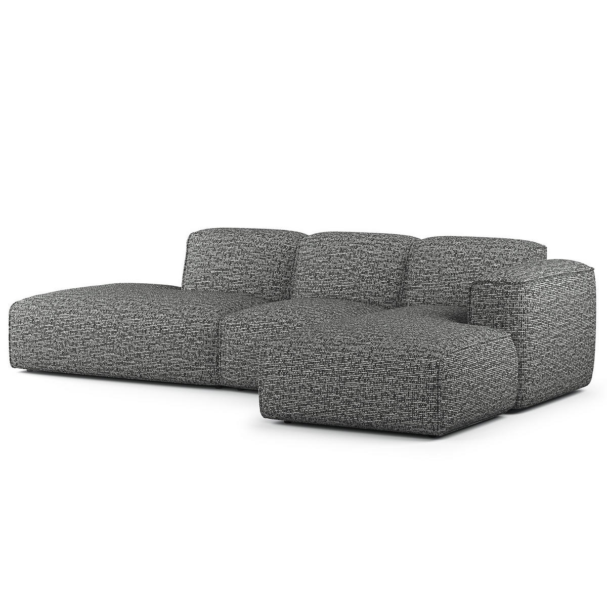 ECKSOFA mit Chaiselongue - Schwarz/Grau, Kunststoff/Textil (290/173cm) - home24
