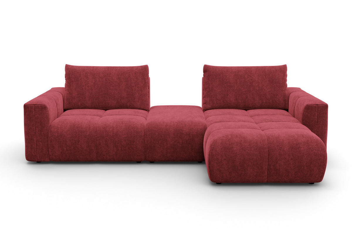 ECKSOFA VERONA 4-Sitzer RECHTS, Dunkelrot - Schwarz/Dunkelrot, Holz/Textil (282/173cm) - Courtois Laville