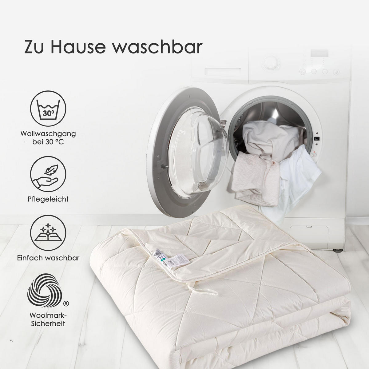 WINTERBETTDECKE Schurwolle 135/200 cm - Weiß, Textil (135/200cm) - Homescapes