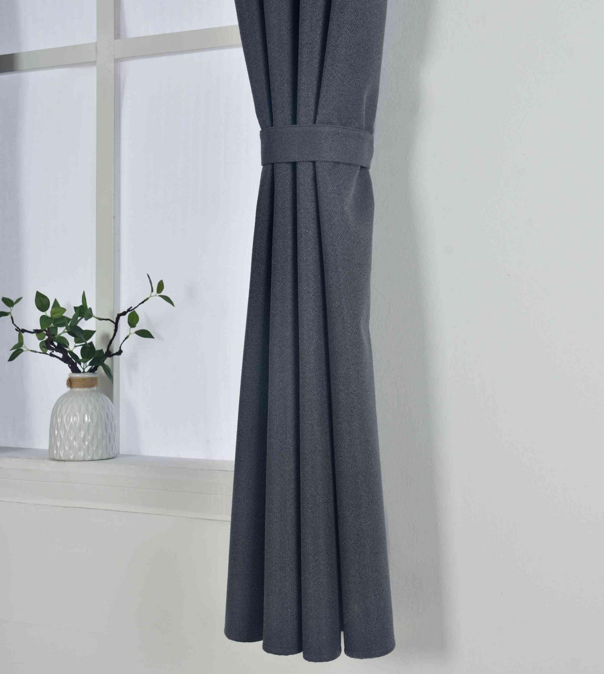 VORHANG 2ER SET »München Dark« HxB 245x145 cm Dunkelgrau - Dunkelgrau, Textil (145/245cm) - Gardinenbox