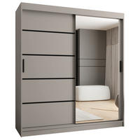 ŠATNÍ skříň s posuvnými dveřmi 200/180/62 2dveřová - černá/kašmírová, dřevo/plast (180/200/62cm)