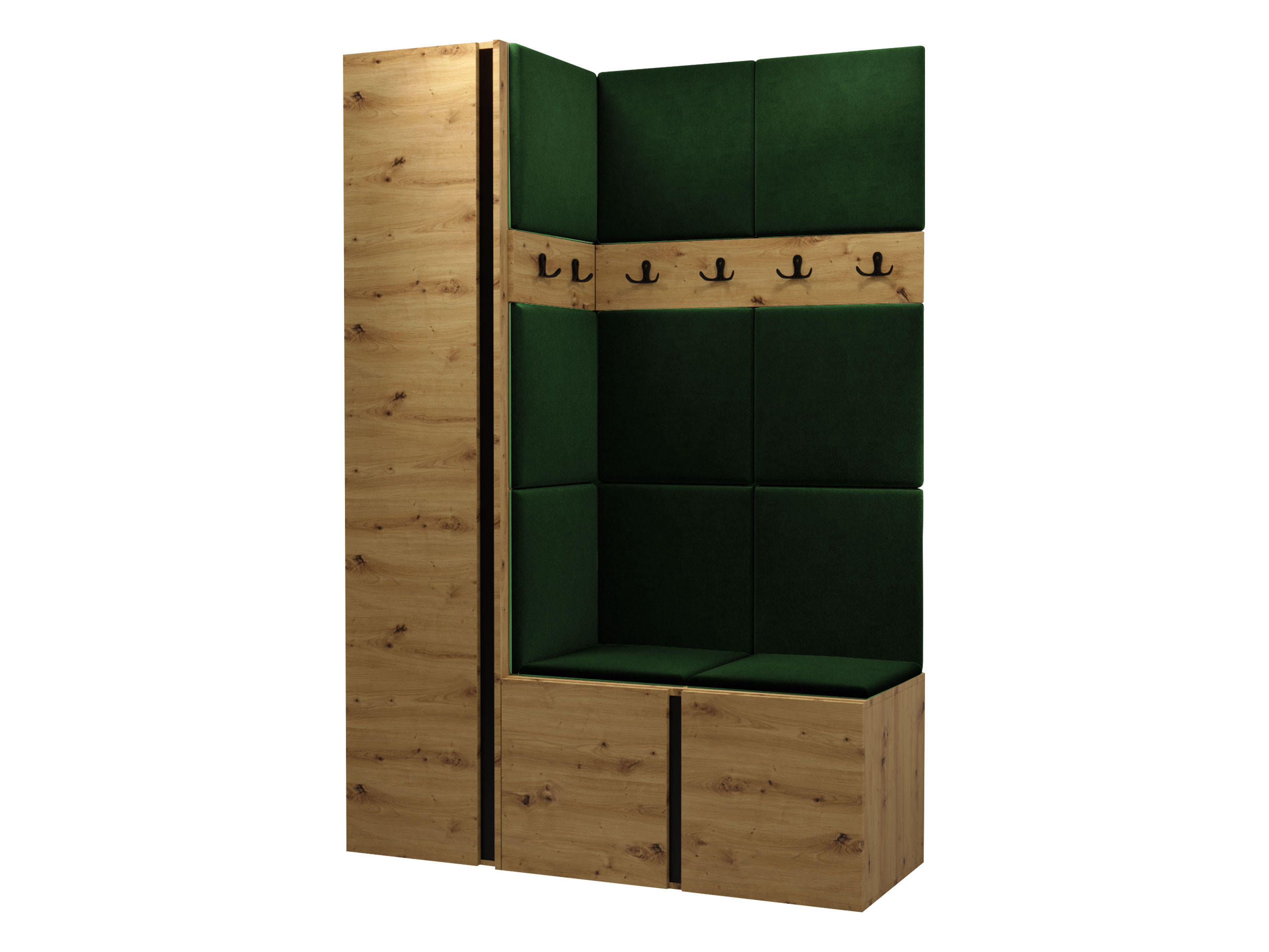 GARDEROBEN-SET Orion IX - Eiche Artisan/Grün, Holzwerkstoff/Kunststoff (124/186/46cm) - MIRJAN24