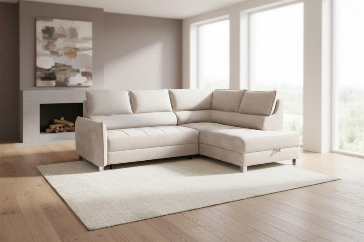 ECKSOFA Marno In Chill Me - Creme, Holzwerkstoff/Textil (260/200cm) - Fun Möbel