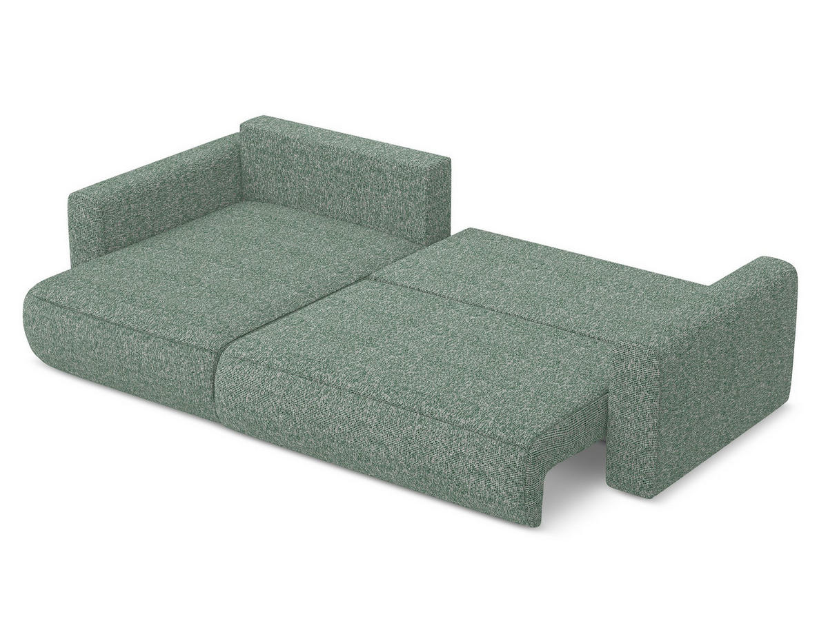 ECKSOFA mit Schlaffunktion Strukturstoff Stoff Grün - Schwarz/Hellgrün, Kunststoff/Textil (149/278cm) - Makamii