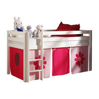 KINDERBETT Karolina 210x114x106 Massivholz Weiß Textilset Flower - Pink/Weiß, Holz (90/200cm) - 58aufmkessel