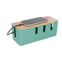 KABELBOX - Türkis, Holz/Kunststoff (12.5/30.5/11.5cm) - Relaxdays