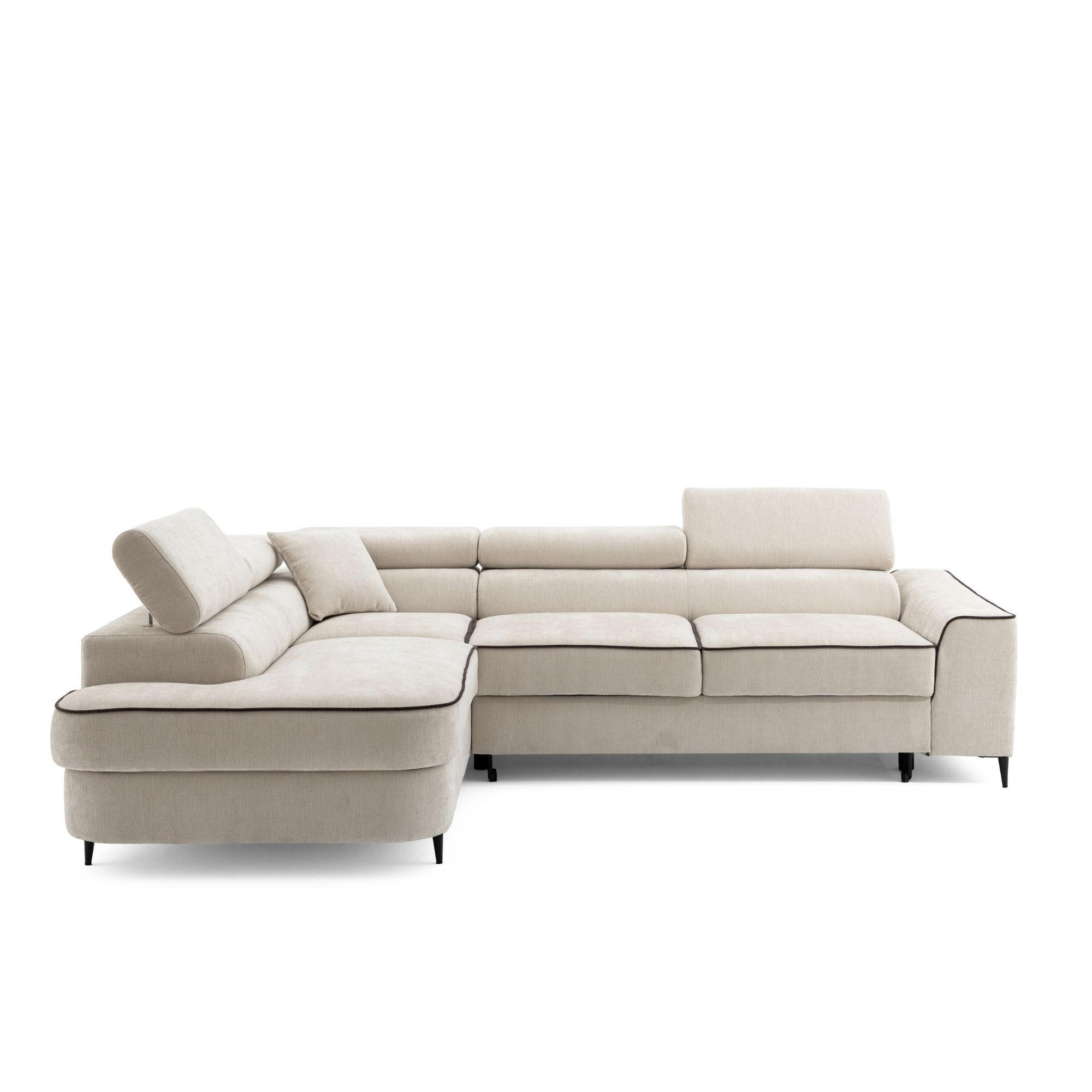 ECKSOFA EVER L Links mit Schlaffunktion 193x126 Chenille Beige - Beige/Schwarz, Holz/Textil (267/204cm) - Muffo