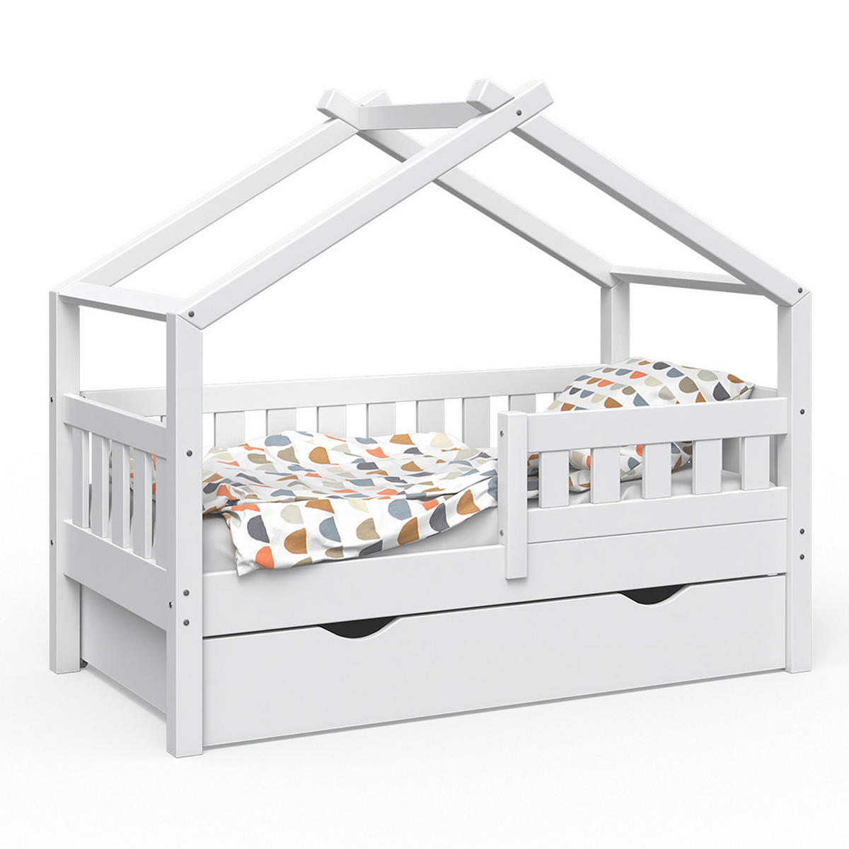 HAUSBETT Design Weiß 70x140 cm mit Schublade - Weiß, Holz (70/140cm) - VitaliSpa