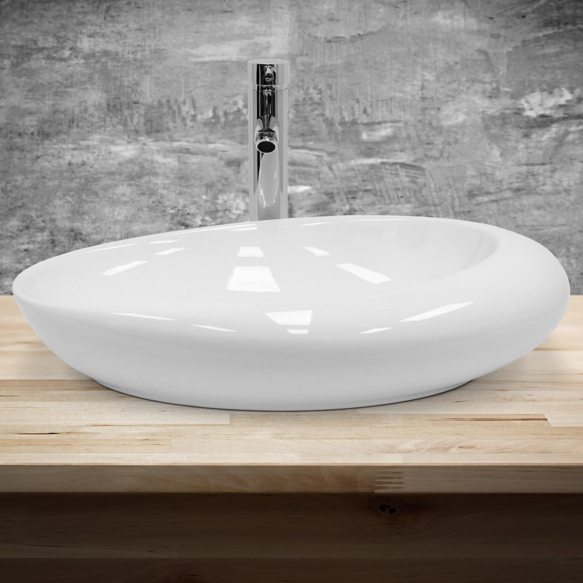 WASCHBECKEN - Weiß, Keramik (37.5/14.5/58.5cm) - LuxeBath