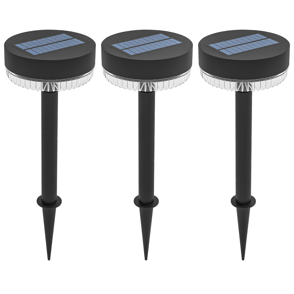 SOLARLAMPEN, 3 Stück Solarleuchten, Solar Gartenleuchte mit Warmweiß Lichte - Schwarz, Kunststoff (13/13/39.5cm) - Outsunny