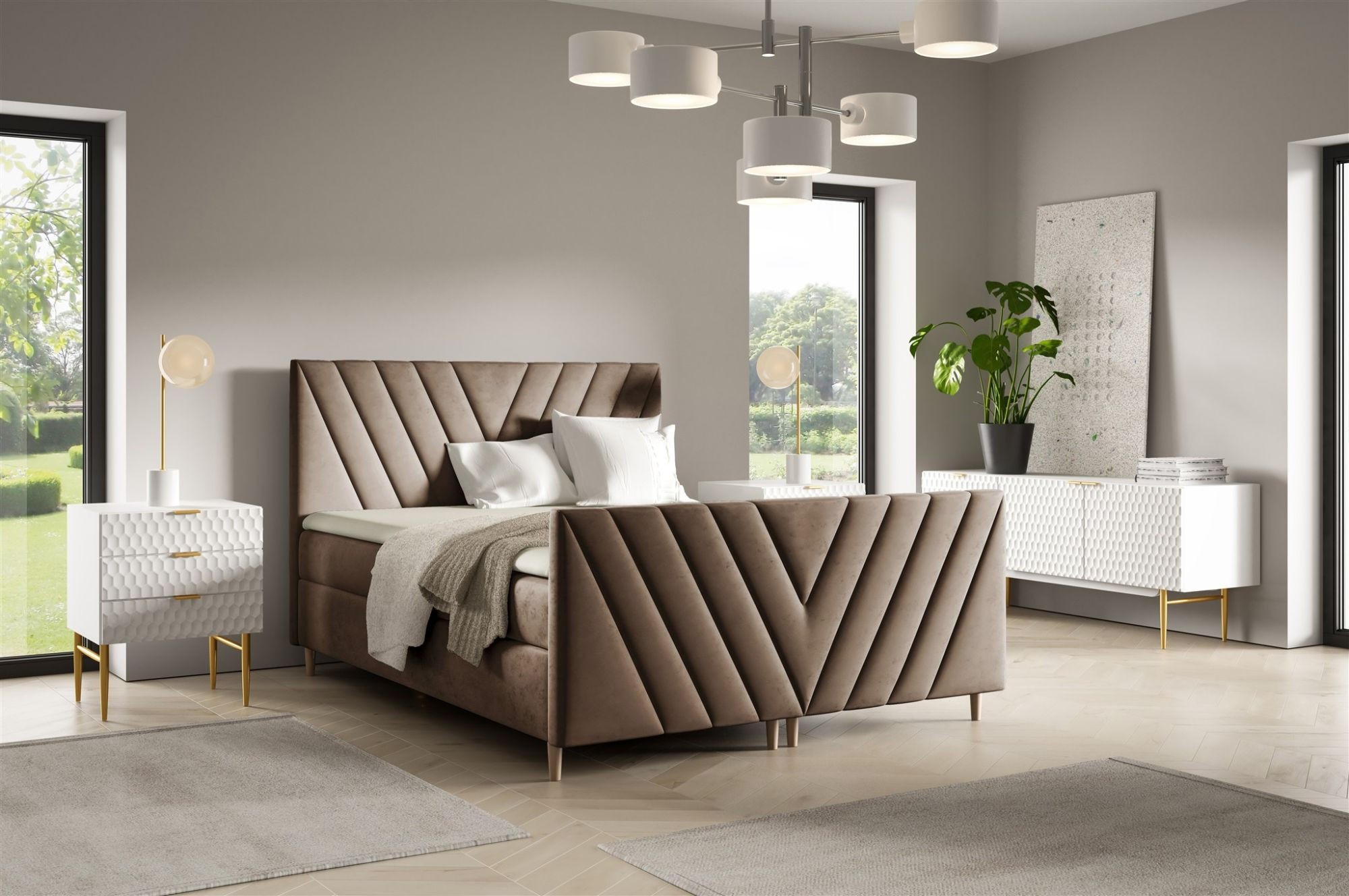 BOXBETT Carlito In überlänge - Braun, Holzwerkstoff/Textil (140/220cm) - Fun Möbel