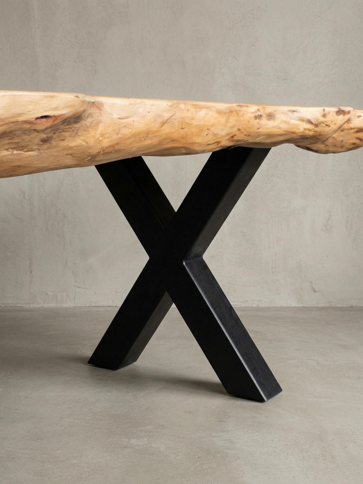 ESSZIMMERTISCH – Akazie Massivholz 200x100x77 cm X-Gestell Natur Schwarz - Beige/Schwarz, Holz/Metall (200/100/77cm) - KADIMA DESIGN