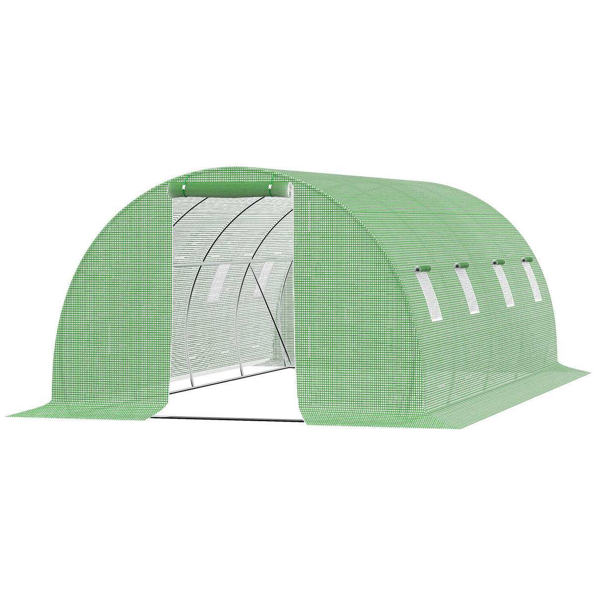 GEWÄCHSHAUS DE-11920 18 m² & 8 Fenster Grün - Grün, Kunststoff (300/200/600cm) - ComfortXL