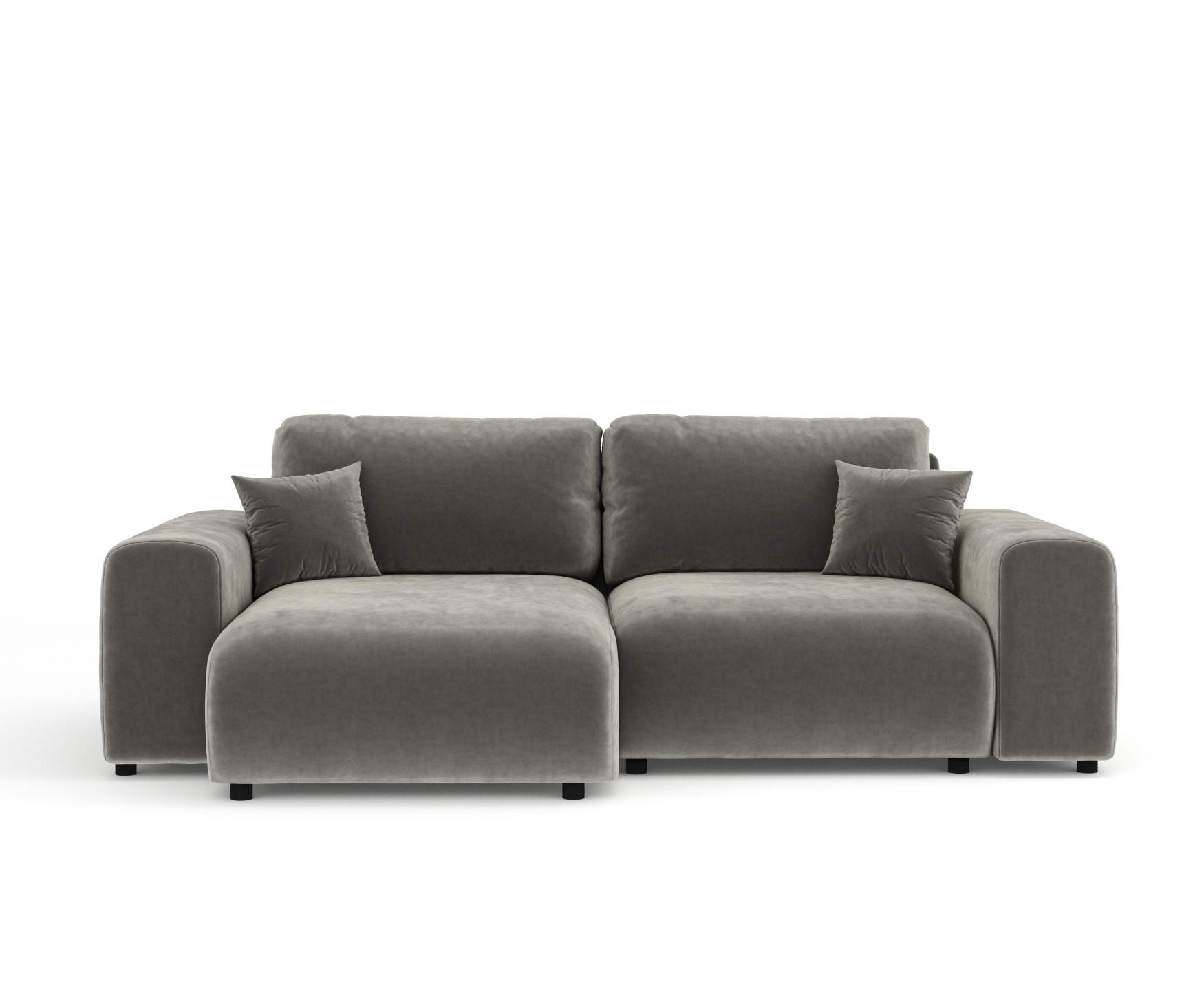 ECKSOFA Zanzibar Grau Samtstoff - Schwarz/Grau, Holz/Holzwerkstoff (237/144cm) - Maison de Reve