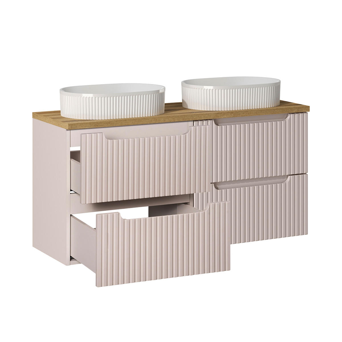 DOPPELWASCHTISCH 120.4cm Riva Kaschmir - Beige, Holzwerkstoff (120.4/59/40cm) - Petits-meubles