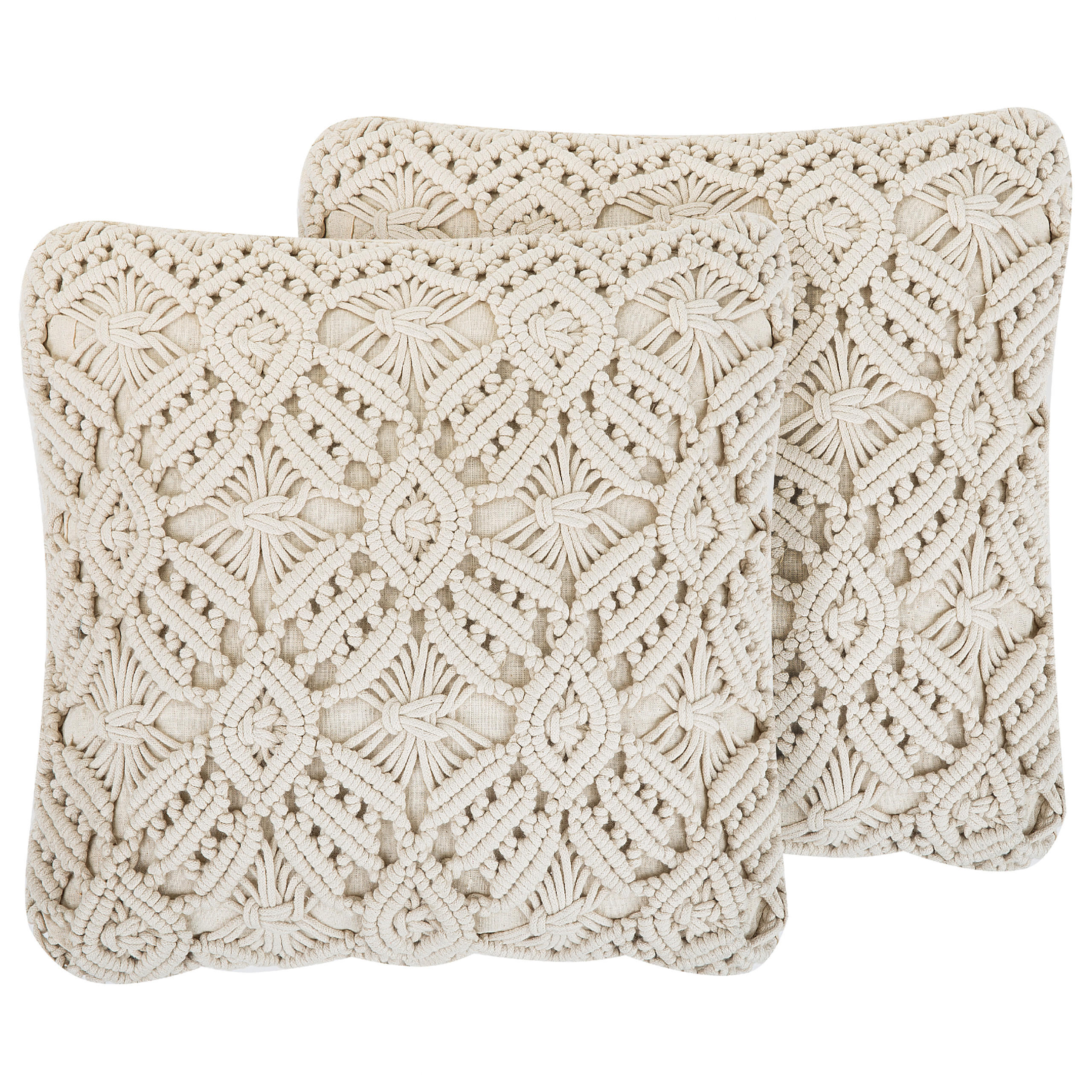 DEKOKISSEN 2er-Set Beige 50/50 cm Esenkoy - Beige, Textil (45/45cm) - Beliani