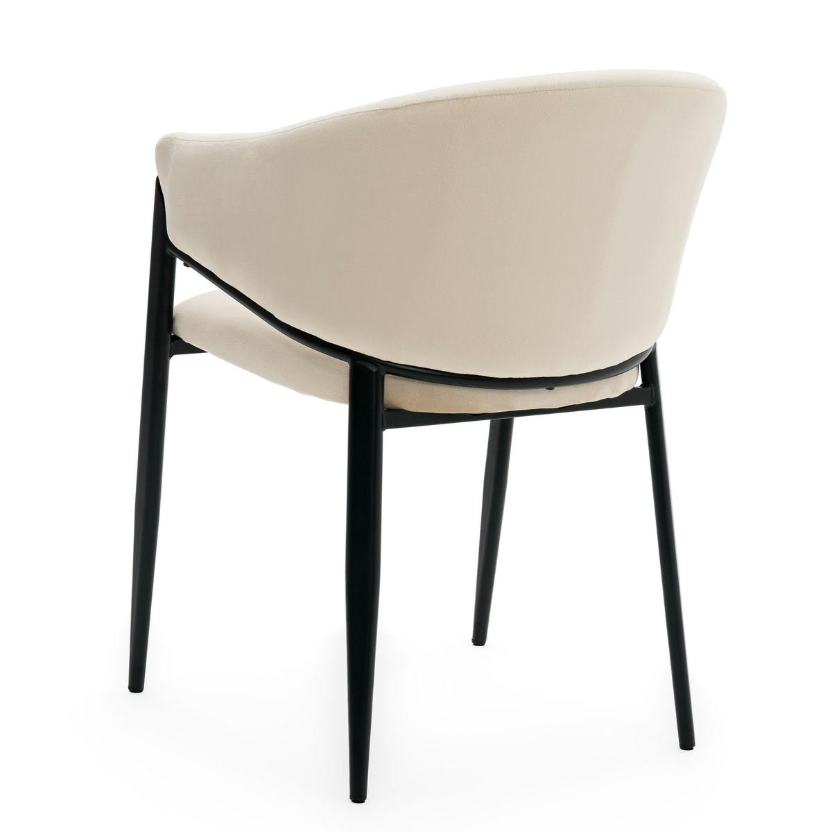 STUHL BUENO gespolsterter - beige - Glamour Velour Samt - Ecru/Schwarz, Textil/Metall (57/81/59cm) - NEW HOME