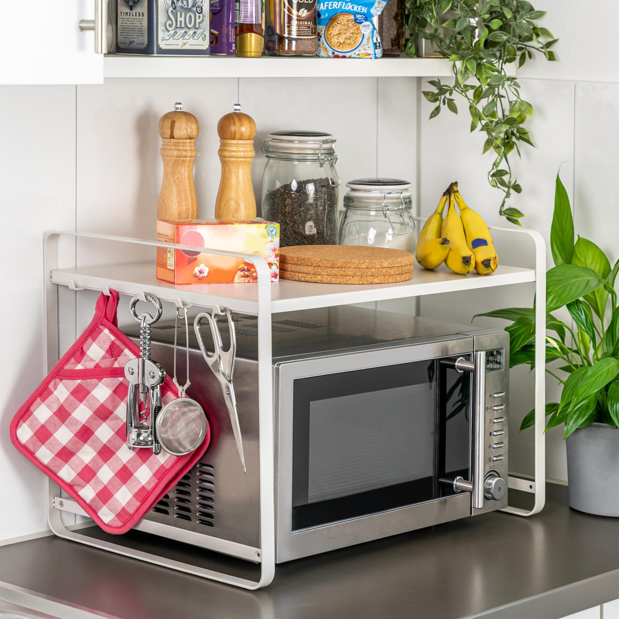 MIKROWELLENREGAL, weiß, Metall - Weiß, Metall (56/39.5/38cm) - bremermann