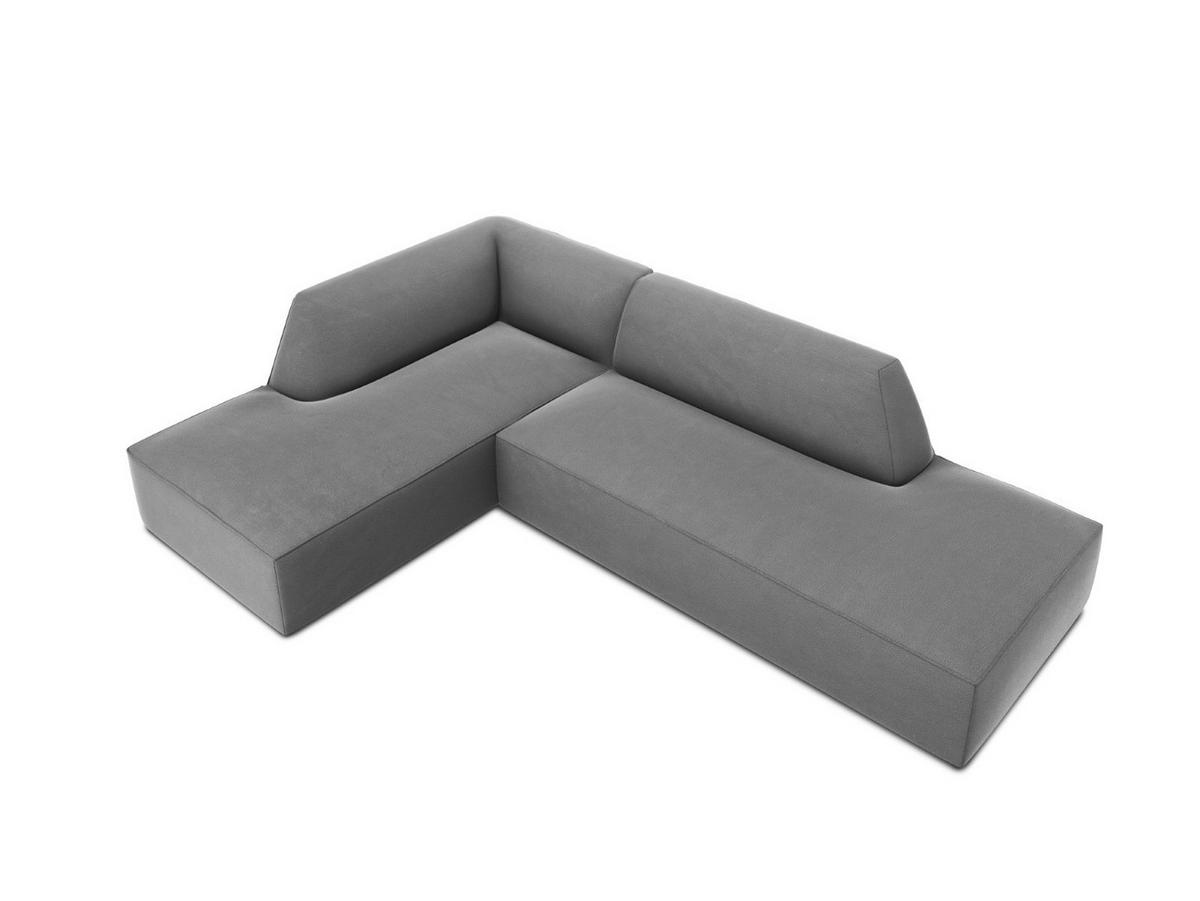 ECKSOFA links Ruby aus Samt grau 4 Sitzplätze - Grau, Textil (180/273cm) - Micadoni