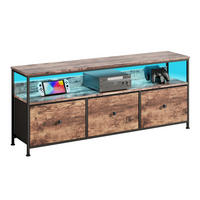TV-SCHRANK, TV Board mit LED, 108 cm, Fernsehtisch mit 3 Stoffschublade - Schwarz, Holz (30/57/108cm)
