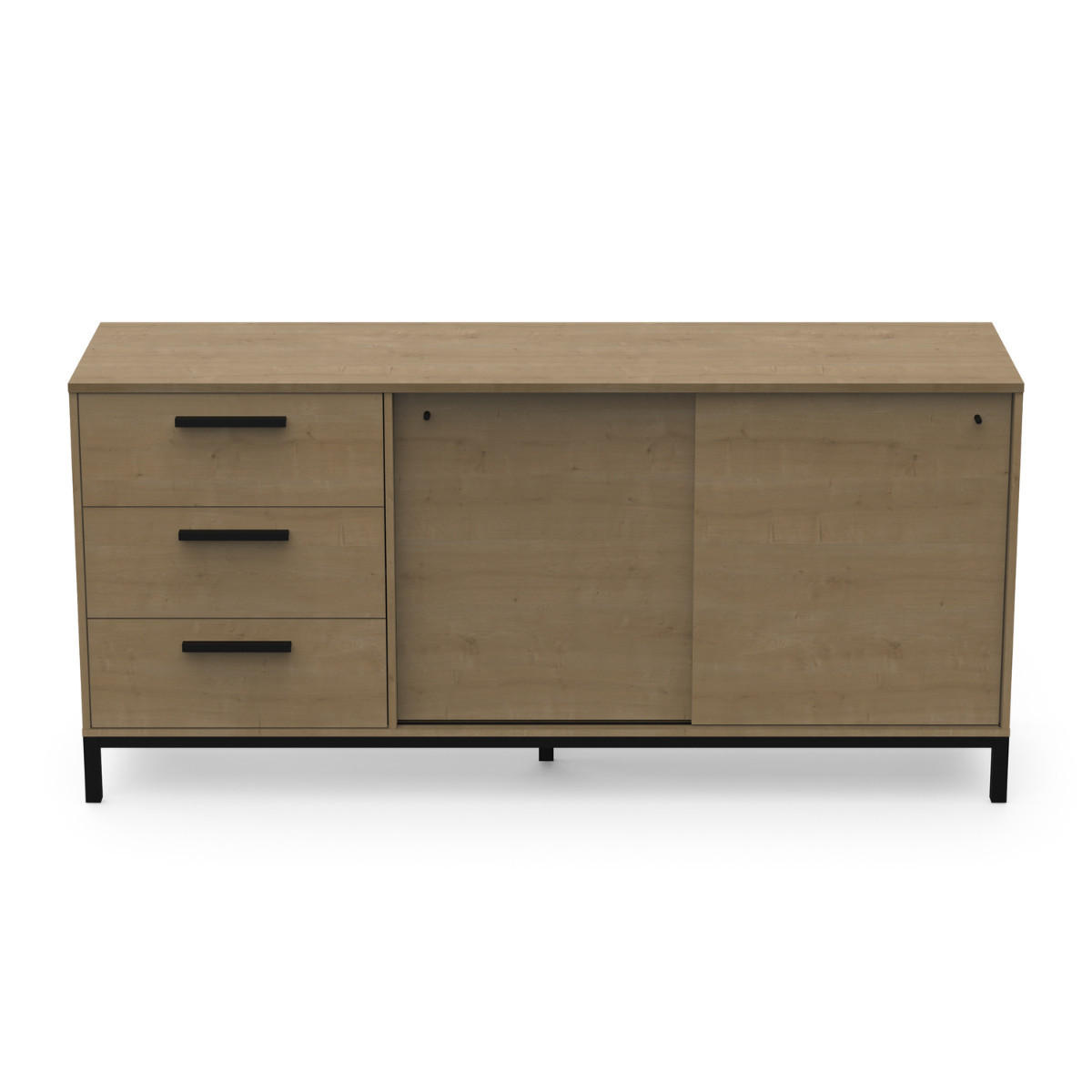 SIDEBOARD 2 schiebetüren und 3 schubladen - craft 181/44,9/86 cm - Eschefarben, Holzwerkstoff (44.9/86/181cm) - Calicosy