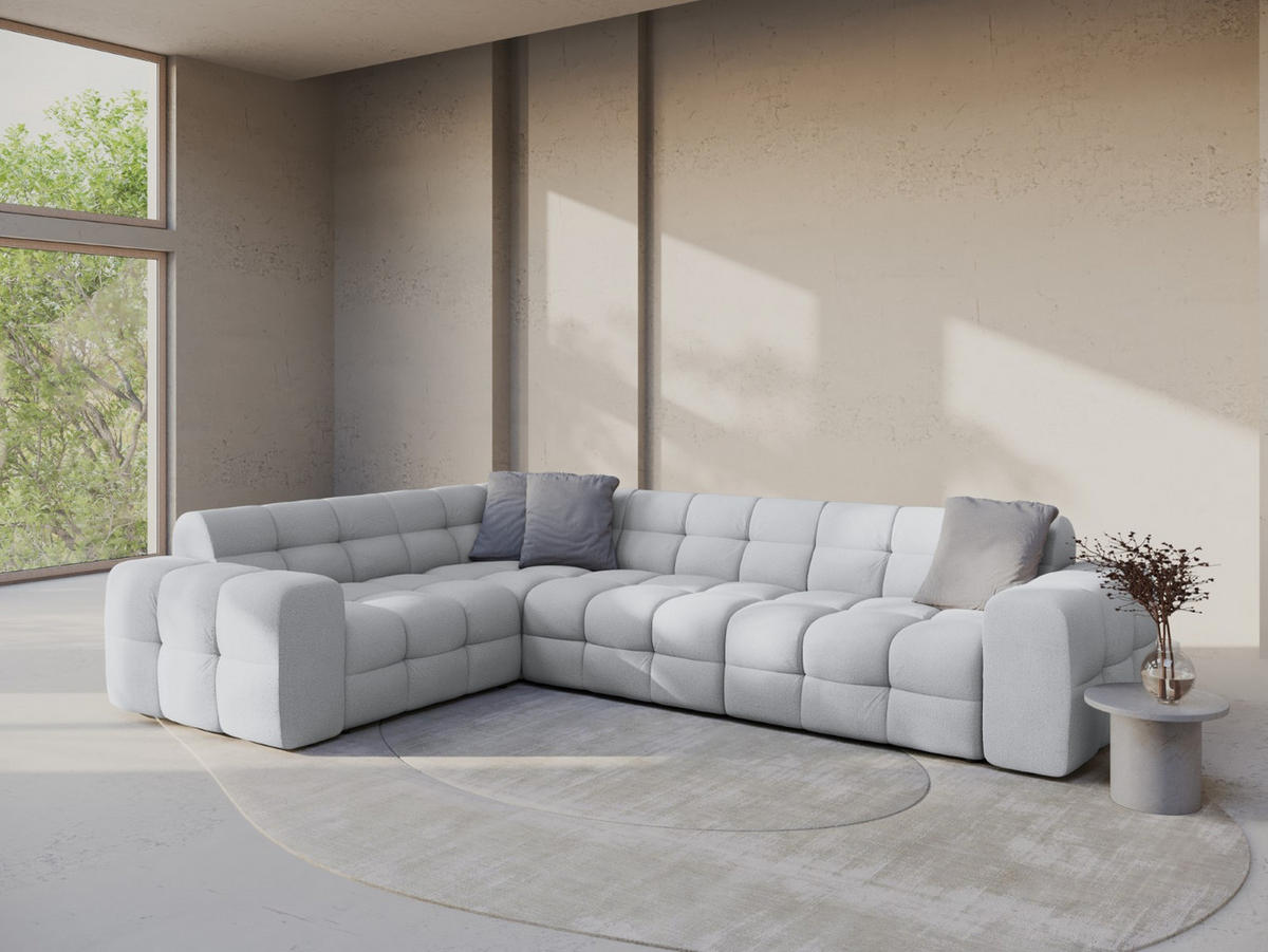 ECKSOFA links Kendal aus strukturiertem Stoff hellgrau 6 Sitzplätze - Hellgrau, Textil (231/332cm) - Micadoni