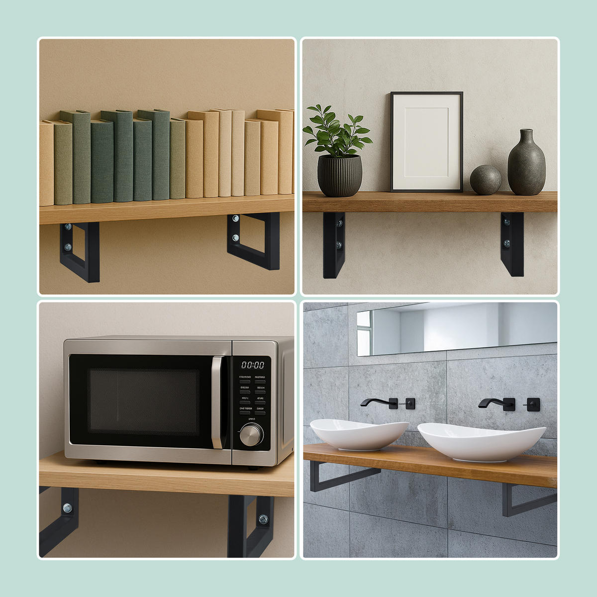 2XWANDKONSOLE - Weiß, Metall (50/3/15cm) - Relaxdays