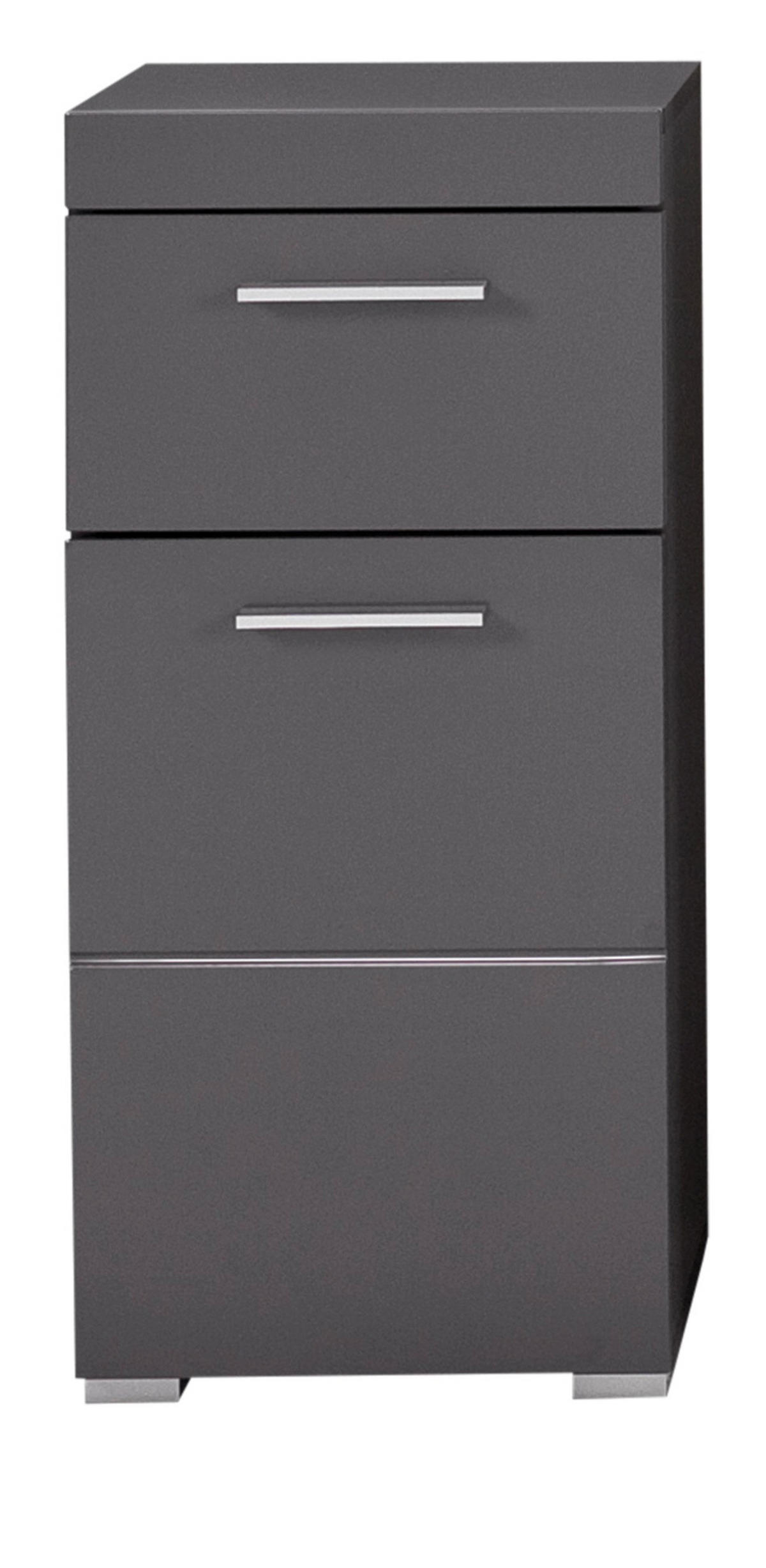 BADSCHRANK grau Hochglanz 37 x 79 cm, Badezimmer Kommode modern - Grau, Holzwerkstoff/Kunststoff (37/79/31cm) - Top.Furn