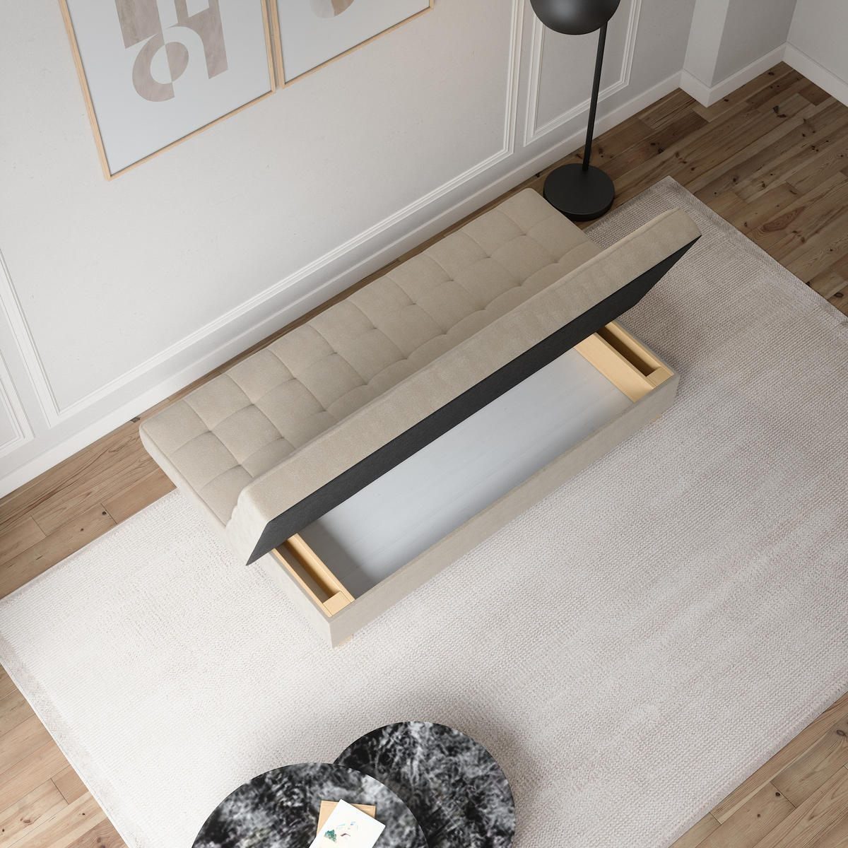 SCHLAFSOFA BELFI - Creme (Twist 01) - Beige, Holzwerkstoff (192/95/92cm) - Möblo
