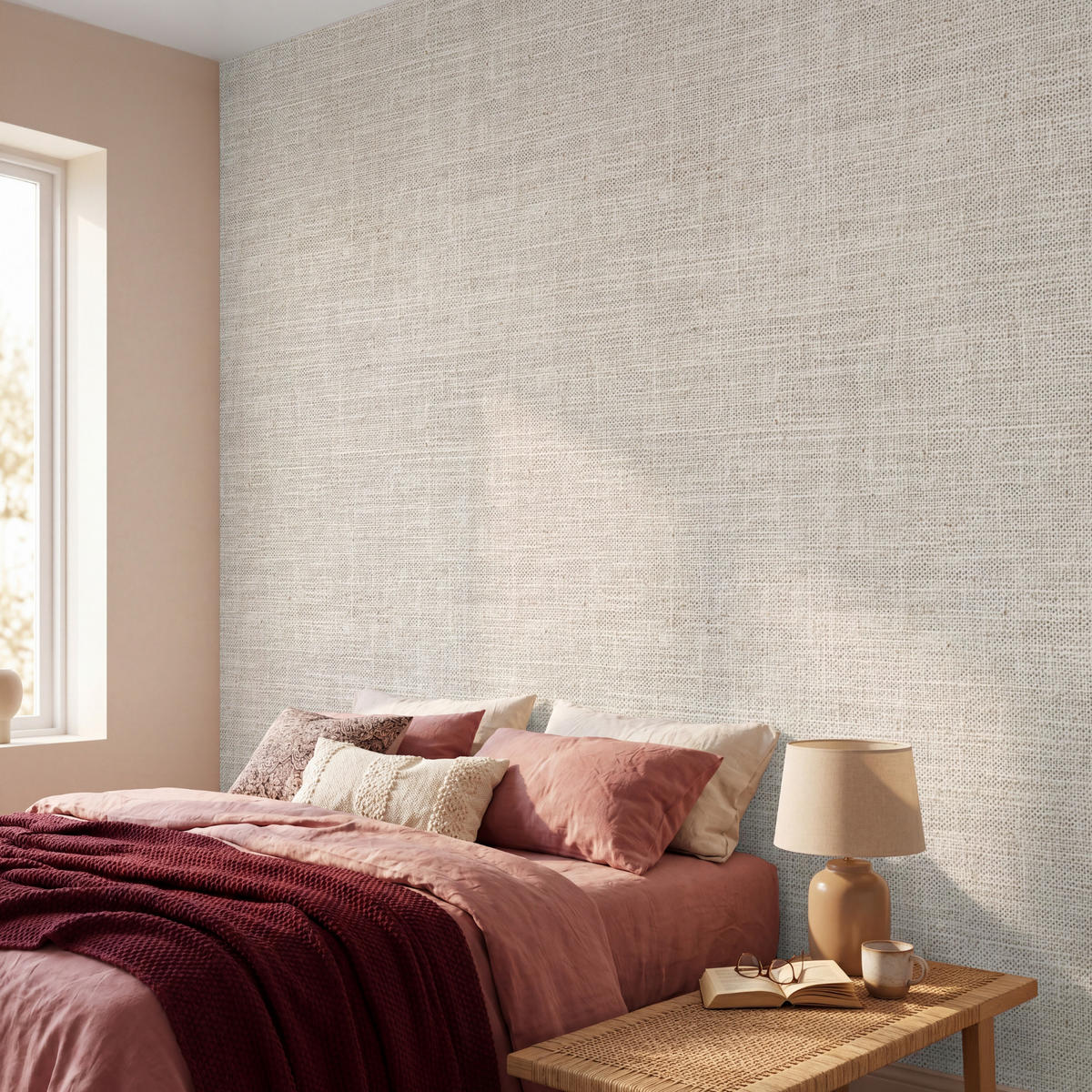 TAPETE - Leinen - Textur - Beige - 300x300 cm - Creme, Papier (300/300cm) - OnlyWow