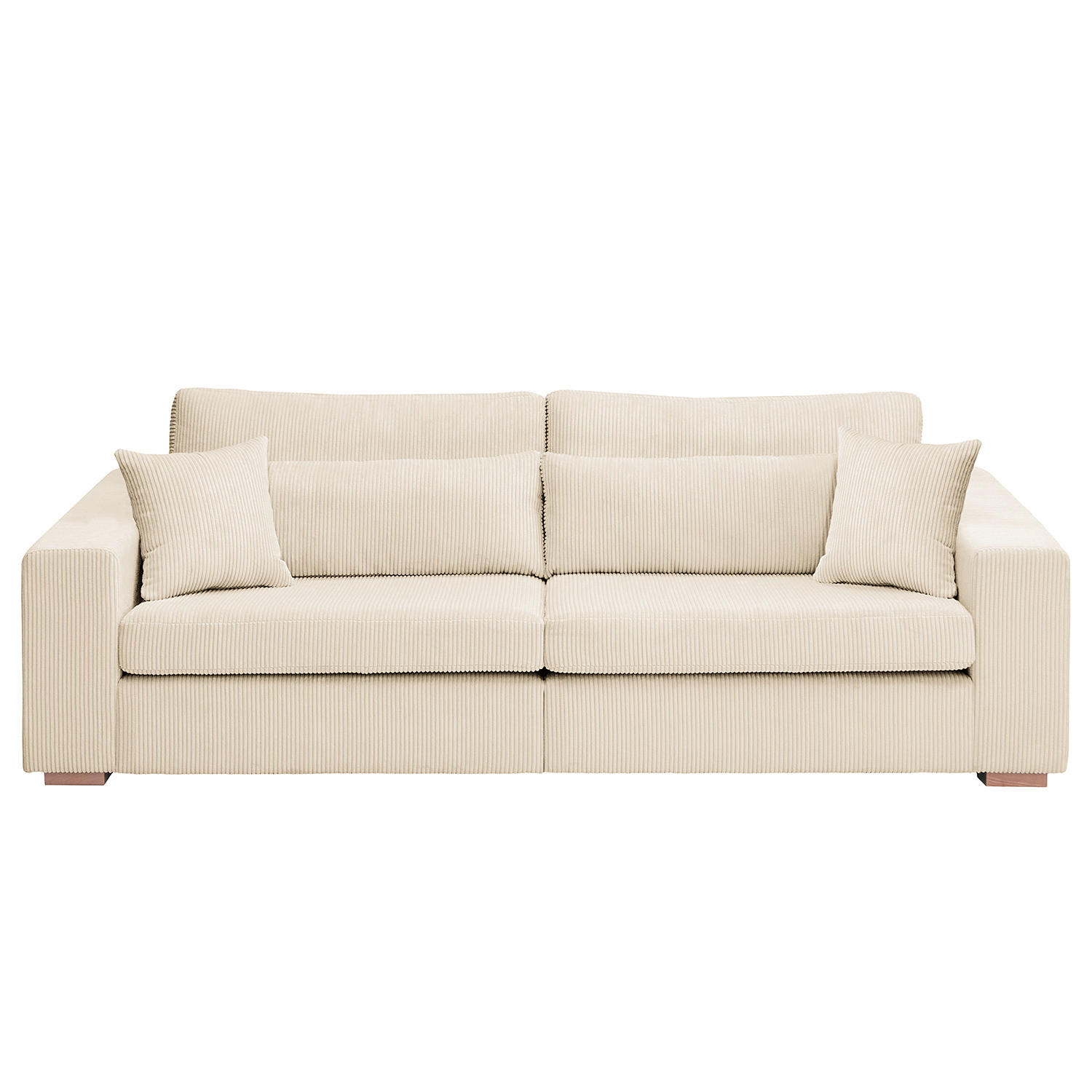 BIG-SOFA - Buchefarben/Creme, Holz/Buchenholz (254/85/104cm) - home24