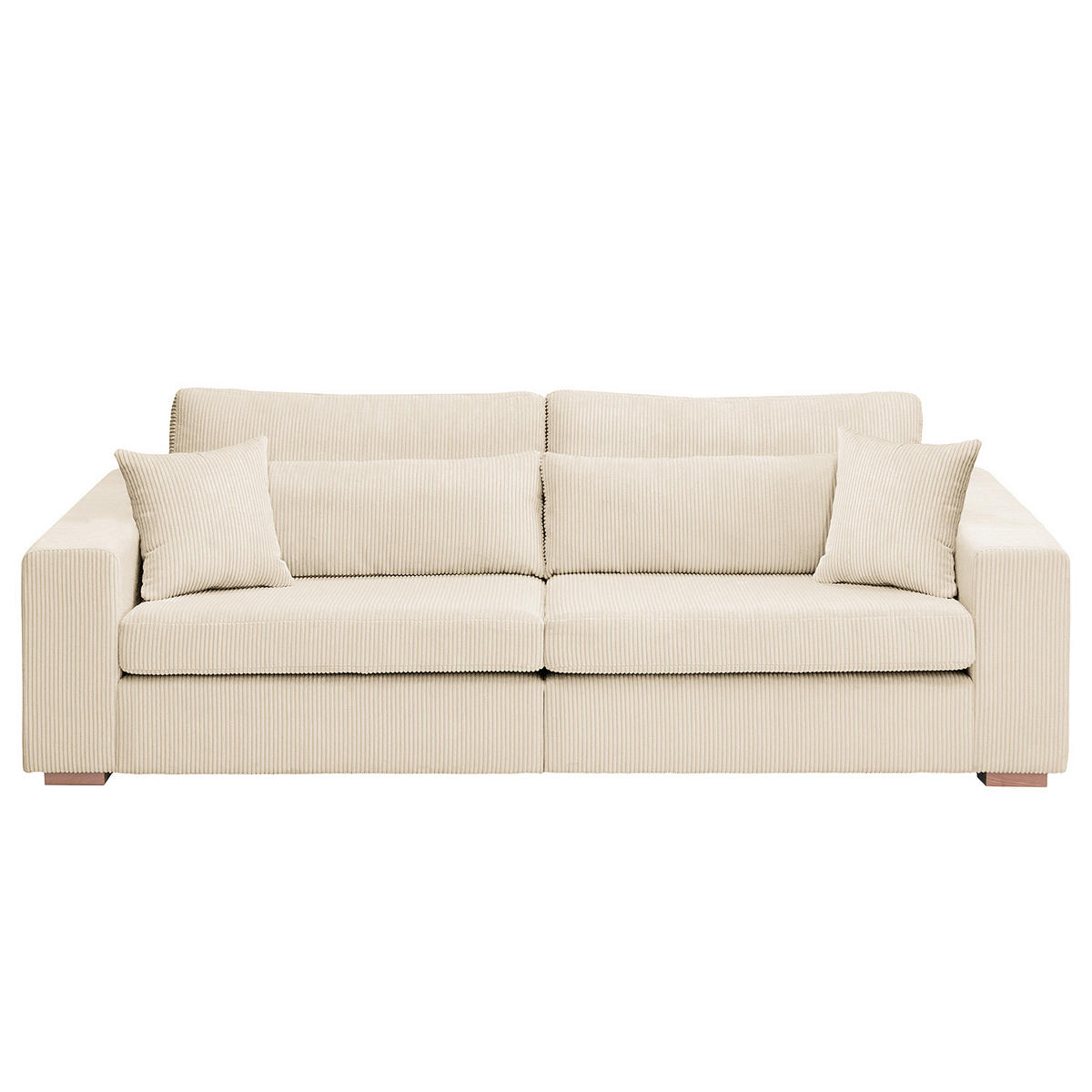 BIG-SOFA - Buchefarben/Creme, Holz (254/85/104cm) - home24